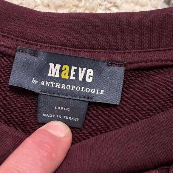 Maeve by Anthropologie Women’s Size Large Pullover Sweater Top Plum Maroon Lace - Picture 2 of 8